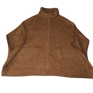 J. Crew Women's Beige Wool Blend Turtleneck Poncho Sweater M/L‎ Casual